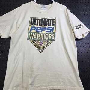 Vintage 90s Pepsi Warriors Cream T-Shirt Single Stitch Women's XL